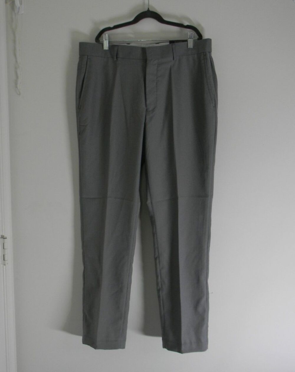 Nickel & Iron Dark Gray Mens Dress Slacks Pants 34 x 30 Stretch Wicking Flex NWT